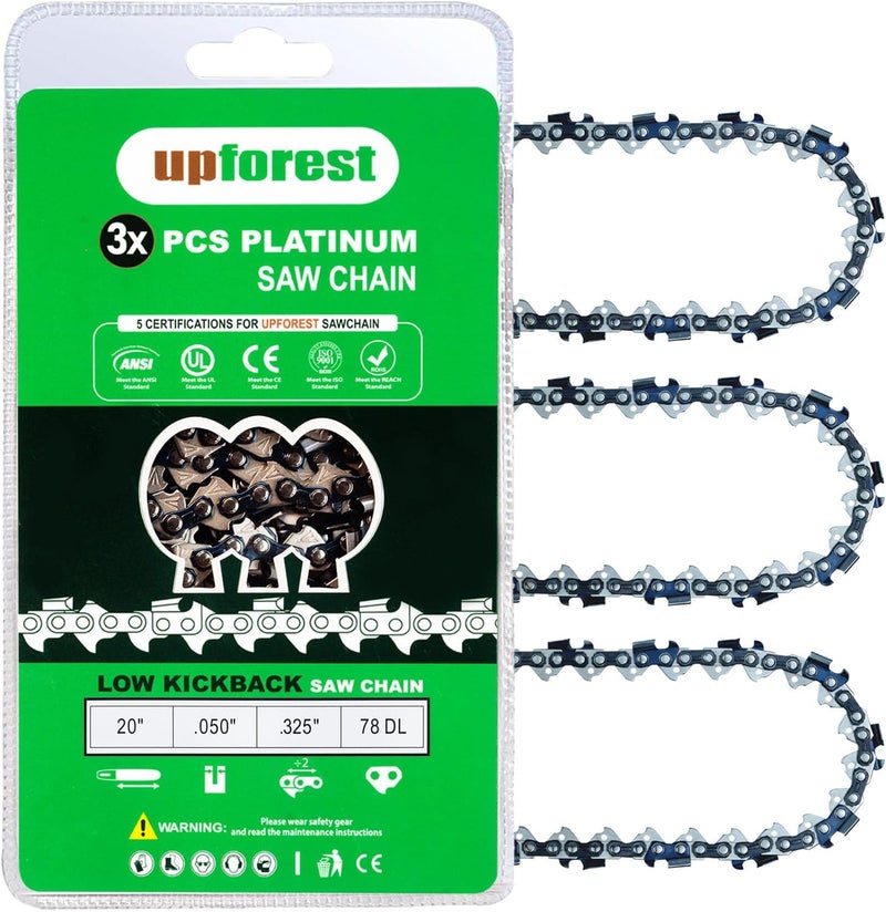 UPFOREST 20 Inch Chainsaw Chain for CRAFTSMAN 41AY462S793, CMXGSAMY462S, S205,Remington RM4620 Husqvarna 240 445 450 Jonsered CS2255 CS2250 Echo Poulan Ryobi (20MO78X3) - Image 1